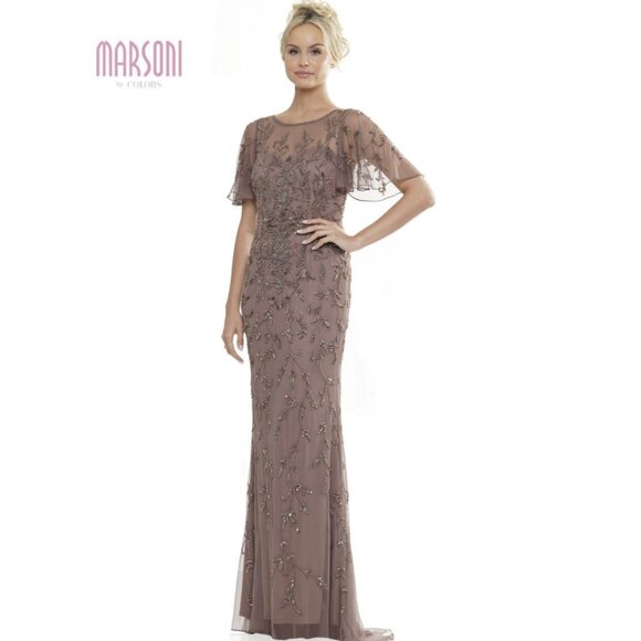 Marsoni by Colors MV1281 - Flutter Sleeve Evening Dress marsoni by colors - Picture 1 of 7